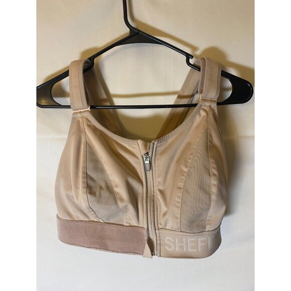SHEFIT Other - Shefit Womens Tan Nude Maximum Support Bra Sports Zipper Front Size XL Cup C/D